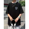 ERKEK  Tişört Bisiklet Yaka Kore tarzı baskı Kısa Kol t-shirt - Siyah