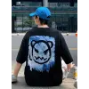 ERKEK  Tişört Bisiklet Yaka Kore tarzı baskı Kısa Kol t-shirt - Siyah