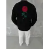 ERKEK 3 iplik Pamuklu Bisiklet Yaka Ön Ve Arka Baskılı SweatShirt - Siyah
