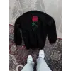 ERKEK 3 iplik Pamuklu Bisiklet Yaka Ön Ve Arka Baskılı SweatShirt - Siyah