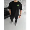 Erkek Kısa Kol Tişört Bisiklet Yaka RİCK AND MORTY Baskılı T-Shirt - Siyah