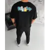 Erkek Kısa Kol Tişört Bisiklet Yaka RİCK AND MORTY Baskılı T-Shirt - Siyah