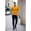 Erkek Body Tişört Bisiklet Yaka Slim Fit Likralı T-Shirt - Limon