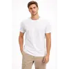 Erkek Bisiklet Yaka Yazlık Kısa kol Düz Tişört Regular Kalıp T-shirt - Beyaz