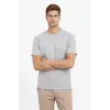 Erkek Bisiklet Yaka Yazlık Kısa kol Düz Tişört Regular Kalıp T-shirt - Gri