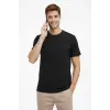 Erkek Bisiklet Yaka Yazlık Kısa kol Düz Tişört Regular Kalıp T-shirt - Siyah