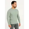 Erkek Bisiklet Yaka Triko Pamuklu Kalın Fitilli Kazak - Mint Yeşili