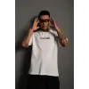 Erkek Kısa Kol Yazlık Tişört Bisiklet Yaka Baskılı Oversize T-Shirt - Beyaz