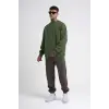 ERKEK Bisikilet Yaka 3 İplik Pamuklu SweatShirt - Haki