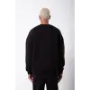 ERKEK Bisikilet Yaka 3 İplik Pamuklu SweatShirt - Siyah
