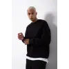 ERKEK Bisikilet Yaka 3 İplik Pamuklu SweatShirt - Siyah