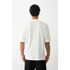 Erkek Box Eldiven Baskılı T-Shirt Kısa Kol Bisiklet Yaka Tişört - Beyaz