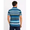 Erkek Çizgili Polo Yaka Tişört Kısa Kol Yazlık T-Shirt Regular Fit - Mavi