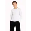 Erkek Çocuk Basic Uzun Kollu Tişört Okul Günlük Rahat T-Shirt - Beyaz