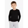 Erkek Çocuk Basic Uzun Kollu Tişört Okul Günlük Rahat T-Shirt - Siyah