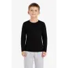 Erkek Çocuk Basic Uzun Kollu Tişört Okul Günlük Rahat T-Shirt - Siyah