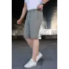 Erkek Diagonel Kumaş Duble Paça Cepli Bağcıklı Bel Lastikli ŞORT - Mint Yeşili