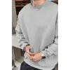 Erkek Düz Bisiklet Yaka 3 iplik pamuklu sweatshirt - Gri