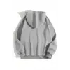 Erkek 3 İplik Pamuklu Kapüşonlu Kanguru Cepli Sweatshirt Hoodie - Boyalı Gri