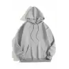 Erkek 3 İplik Pamuklu Kapüşonlu Kanguru Cepli Sweatshirt Hoodie - Boyalı Gri