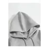 Erkek 3 İplik Pamuklu Kapüşonlu Kanguru Cepli Sweatshirt Hoodie - Boyalı Gri