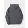 Erkek 3 İplik Pamuklu Kapüşonlu Kanguru Cepli Sweatshirt Hoodie -  Füme