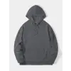 Erkek 3 İplik Pamuklu Kapüşonlu Kanguru Cepli Sweatshirt Hoodie -  Füme
