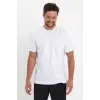 Erkek Düz Penye Tişört Bisiklet Yaka Kısa Kol Regular Fit T-Shirt - Beyaz