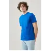 Erkek Düz Penye Tişört Bisiklet Yaka Kısa Kol Regular Fit T-Shirt - Mavi