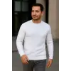 Erkek Fitilli Triko Bisiklet Yaka Kalın Kazak 3lü Set Beyaz-Saks Mavisi-Siyah