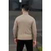 Erkek Fitilli Kazak Tam Boğazlı Balıkçı Yaka Triko 2li Set Bej-Siyah