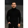 Erkek Fitilli Kazak Tam Boğazlı Balıkçı Yaka Triko 2li Set Bordo-Siyah