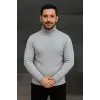 Erkek Fitilli Kazak Tam Boğazlı Balıkçı Yaka Triko 2li Set Gri-Siyah