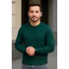 Erkek Fitilli Triko Kazak 2’li Set Siyah Haki Kalın Dokuma Pamuklu Regular Fit Bisiklet