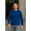 Erkek Fitilli Triko Kazak 2’li Set Siyah Saks Mavisi Kalın Dokuma Pamuklu Regular Fit