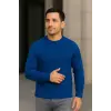 Erkek Fitilli Triko Kazak 2’li Set Siyah Saks Mavisi Kalın Dokuma Pamuklu Regular Fit