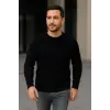 Erkek Fitilli Triko Kazak 3lü Set Bej Gri Siyah Bisiklet Yaka Regular Fit
