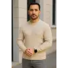 Erkek Fitilli Triko Kazak 3lü Set Bej Gri Siyah Bisiklet Yaka Regular Fit