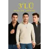 Erkek Fitilli Triko Kazak 3’lü Set Antrasit Siyah Bej Kalın Dokuma Pamuklu Regular Fit V
