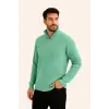 Erkek Fitilli Triko Kazak 3’lü Set Mint Yeşili Siyah Bej Kalın Dokuma Pamuklu Regular Fit
