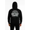 Erkek Kapüşonlu Kanguru Cepli Sweatshirt 3 İplik Pamuklu Baskılı Hoodie -  Siyah