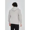 Erkek 3 İplik Pamuklu Fermuarlı Kapüşonlu Kanguru Cepli Baskılı Hoodie Hırka Sweatshirt - Boyalı Gri
