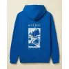 Erkek Baskılı Kapüşonlu Cepli Hoodie 3 İplik Pamuklu Sweatshirt - Saks Mavisii