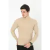 Erkek Fitilli Kaşkorse Kumaş Boğazlı Full Likralı Slimfit Body - Bej