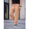 Erkek Keten Cepli Çıma Dikişli jogger Buggy Pantalon Rahat kalıp - Kahverengi