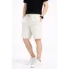 Erkek Keten Kumaş Cepli Rahat Kesim Bel Lastikli Şort - Beyaz