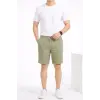 Erkek Keten Kumaş Cepli Rahat Kesim Bel Lastikli Şort - Mint Yeşili