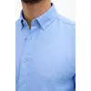 Erkek KETEN Kumaş Uzun Kollu Regular fit Gömlek - Petrol