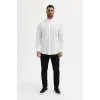 Erkek KETEN Kumaş Uzun Kollu Regular fit Gömlek - Beyaz