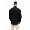 Erkek KETEN Kumaş  Uzun Kollu Regular Fit Gömlek - Siyah